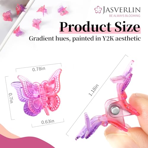 Mini Butterfly Hair Clips - Purple Pink Gradient, 50 Pack
