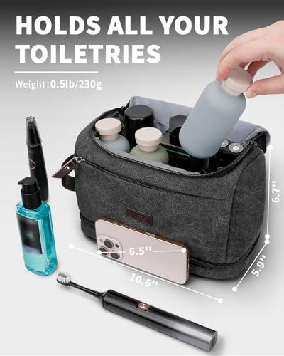 ZOMFELT Dual Layer Canvas Toiletry Bag for Men