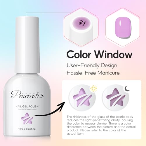 PEACECOLOR 10ML Jelly Gel Nail Polish Set - 6 Vibrant Colors