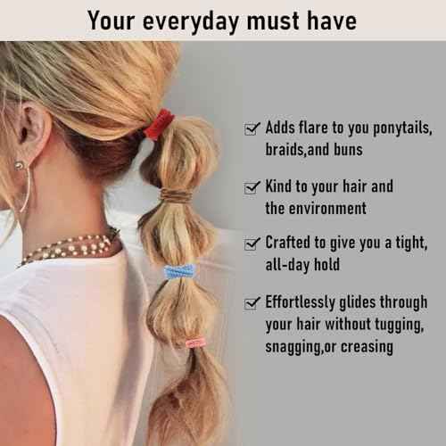 48 Pcs Boho Hair Ties for Women, 4 Styles Cute Hair Tie Bracelet for Thin and Thick Hair/Pony Tails, Green and Brown Hair Accessories for Women No Damage Hair Elastics