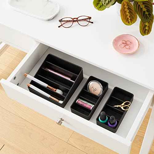 iDesign The Sarah Tanno Collection 4 Slot Silicone Cosmetic Drawer Organizer, Black
