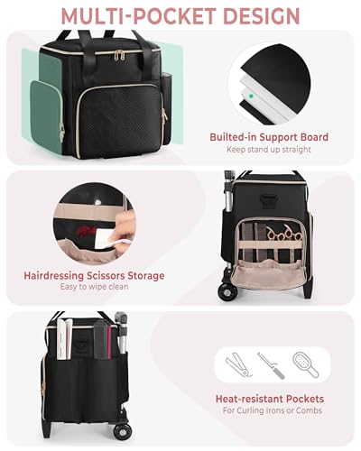 Prokva Rolling Hair Tool Bag with Wheels, Heat-Insulated