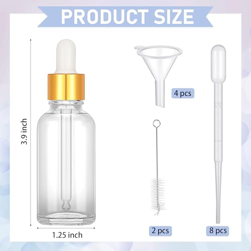 110 Pcs 1 Oz Glass Dropper Bottles with Golden Caps
