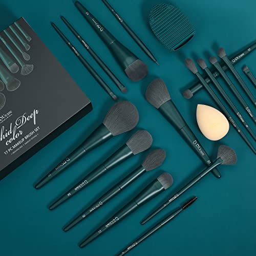 DUcare Makeup Brushes Set 17 Pcs with Brush Cleaning Mat and Makeup Sponge+Eyelash Comb