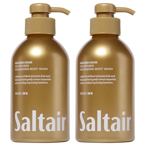 Saltair Body Wash 2-Pack ? Moisturizing Body Wash with Vitamin E & Hydrating Oil Blend ? Scented Shower Gel for Women and Men ? Golden Hour Scent, 2x 17oz ? Vegan, Cruelty-Free, Paraben-Free