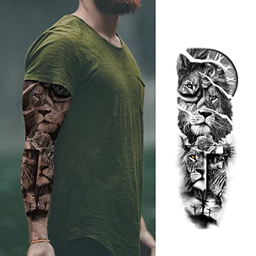 19-Piece Temporary Tattoo Stickers Wolf Scorpion Full Arm