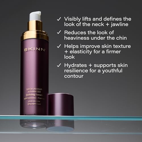 SKINN Neck Amour Defining Serum - Anti-Aging Neck Firming + Tightening Treatment for Heaviness Under Chin/Double Chin - Lifts + Firms Skin - Enriched with Rice Protein