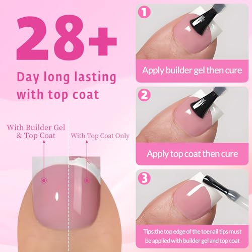 French Tip Press On Toenails - 150pcs Kit with Adhesive Tabs