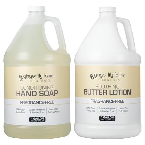 Ginger Lily Farms Club & Fitness Hand Soap + Butter Lotion Bundle, Fragrance Free