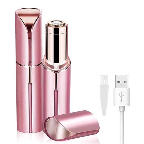 Facial Hair Removal for Women, Mini Hair Remover, Electric Razor Shaver Portable Bikini Epilator for Lips, Chin, Armpit, Peach Fuzz, Fingers, Neck, Cheek and USB Rechargeable (Pink)