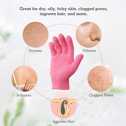 Exfoliating Gloves for Shower - Dual Texture Bath Loofah Gloves