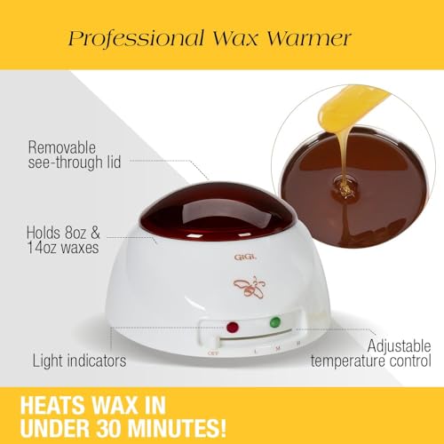 Gigi Brazilian Waxing Kit for Women - Hair Removal Wax Kit with Wax Warmer, Hard Wax, Pre & Post Wax Care, & Applicator Sticks - Ideal for Bikini & Intimate Areas