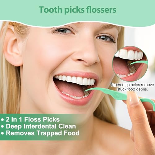 Dental Floss Picks 200 Count - 2 in 1 Ergonomic Tooth Picks