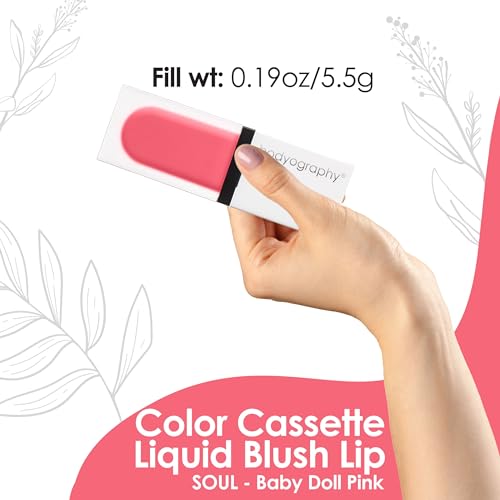 Bodyography Color Cassette Liquid Blush and Lip Tint - Multi Tasking Liquid Blush and Lip Product (Baby Doll Pink)