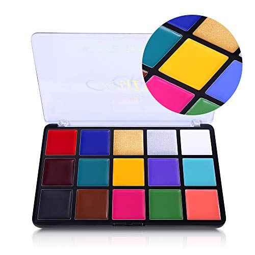 UCANBE Face Body Paint Oil, Professional 15 Colors FX Makeup Palette- Non Toxic Hypoallergenic Safe Facepaint for Halloween, Cosplay Costumes, Parties and Festivals