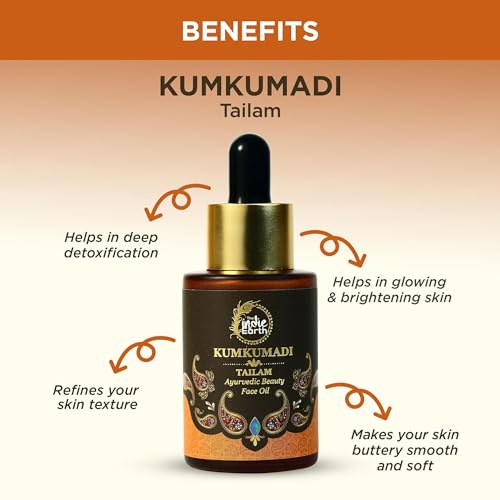The Indie Earth Kumkumadi Tailam 30 ml | Ayurvedic Beauty Face Oil | Night Serum for Brighter, Glowing & Younger-Looking Skin with Turmeric, Saffron & Indian Lotus