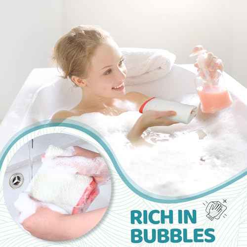 Tatuo 5 Pcs Exfoliating Face and Body Wash Cloths Towel Weave Bath Exfoliating Scrub Massage Bath Cloth for Women and Men, 10.63 x 9.05 Inch(Black Green Orange Blue Yellow Edge)