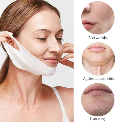 evpct 6Pcs V Line Lifting Mask Strap, Face Lift Mask with Collagen, Hydrating Anti-aging, Rose Red & Universal Size