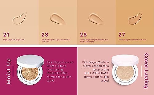 MISSHA Magic Cushion Foundation No.23 Natural Beige for light with neutral skin tone - Flawless Coverage, Dewy Finish, Easy Application for All Skin Types