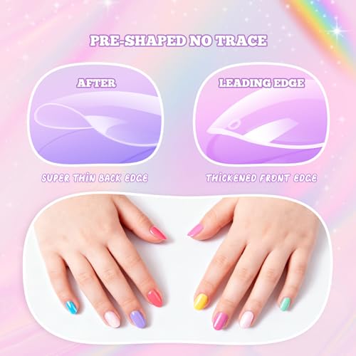 Kids Press On Nails - 260Pc Almond Soft Gel Tips
