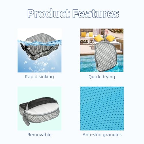 Hot Tub Booster Seat for Adults Weighted Bathtub Spa Booster Cushion with Secure-Grip Bottom Adds 5 Inches of Height Machine Washable for Pool and Spa (1Pack Blue)