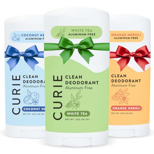 Curie Natural Deodorant for Women - Original Stick Variety Pack - Coconut Nectar, Orange Neroli, and White Tea - Aluminum Free, Clean, Sustainable, Vegan, Paraben Free (3pk)