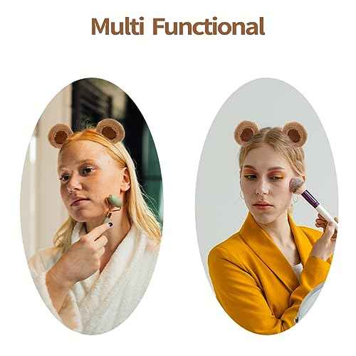 SIOTMERA Bear Ears Headband Brown, Cute Care Movable Hairband Adult with Toddler Animals Costume, Soft Makeup Head Wear for Washing Face Women