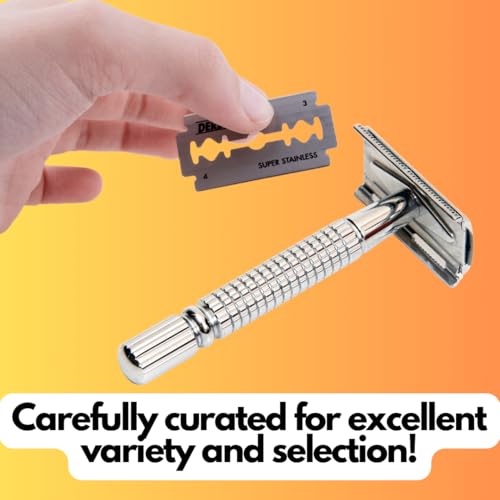 GENTS Double Edge Safety Razor Blade Variety Pack, 120 Count Razor Blade Sample Pack with Styptic Powder