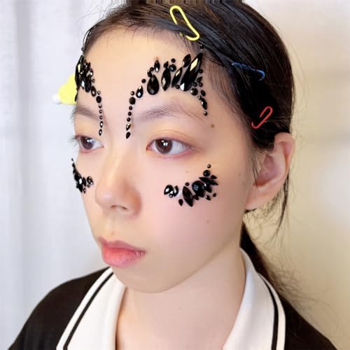 Topz Black Night Face Jewels Stick-On Festival Face Gems