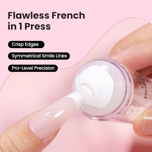 Beetles French Tip Nail Stamp Set with 6 Silicone Tips & Dual Stampers - Clear Variation A