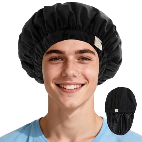 Men's Satin-Lined Shower Cap, Waterproof & Reusable
