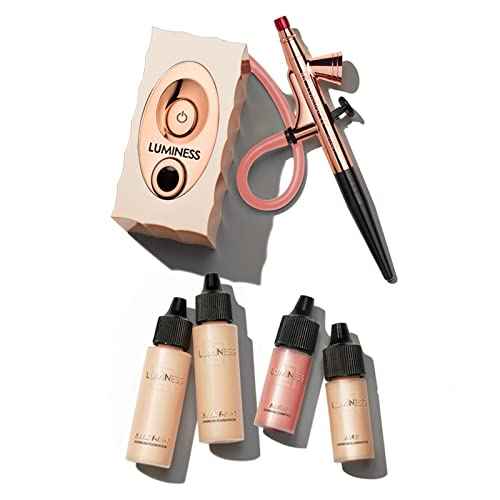 Luminess Air Icon Pro Airbrush System with 4-Piece Foundation Starter Kit, Medium Coverage - Quick, Easy & Long Lasting Application - Includes Silk 4-In-1 Foundation, Highlighter and Blush