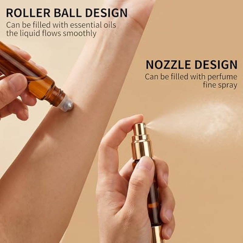 4pcs 10ml Refillable Perfume Bottle Spray & Roller Ball
