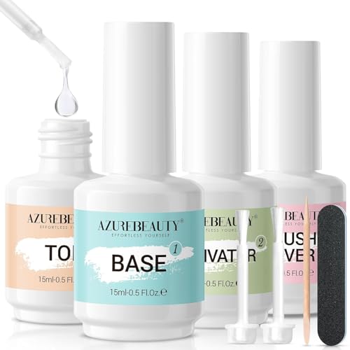 AzureBeauty 8-Piece Dip Powder Liquid Set - 15ml Base Top Coat & Activator