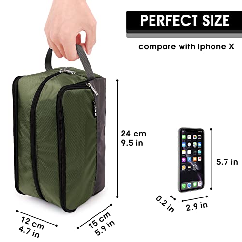 WANDF Army Green Medium Travel Dopp Kit for Men – Compact Toiletry Bag