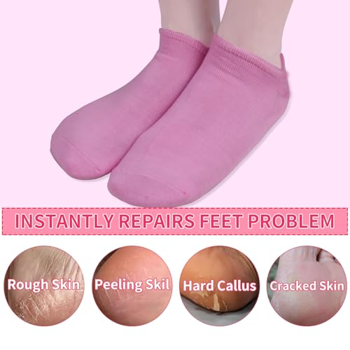 Giloner Moisturizing Gel Socks for Dry Cracked Feet - 2 Pairs Spa Set