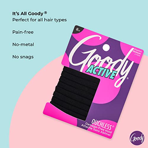 Goody Ouchless Seamless Hair Elastics, 8 Count, Black