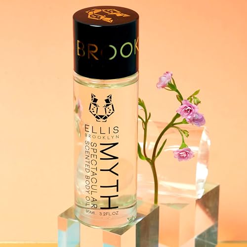 Ellis Brooklyn MYTH Scented Body Oil for Women with Bergamot, Jasmine & White Cedarwood, Vegan, Cruelty-Free, Sustainable Ingredients, Made in USA, 95ml/3.2 fl oz