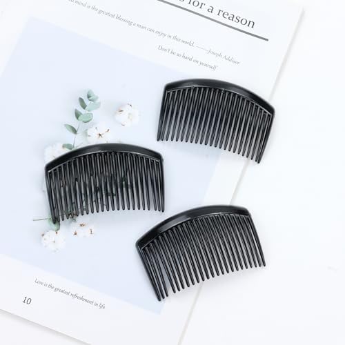 28 Pack Black Small Plastic Hair Side Comb With Long Teeth Hairpins Grips Barrettes Clamps Bows for Women Bridal Wedding Veil Decorative Headpiece French Twist Updo Bun Accessories