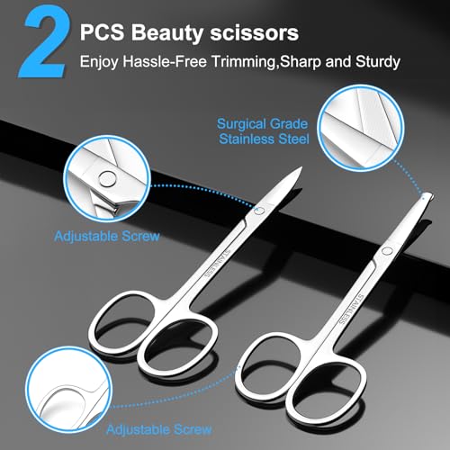 Safety Grooming Scissors Set - Curved & Rounded Tips, 2 Pack