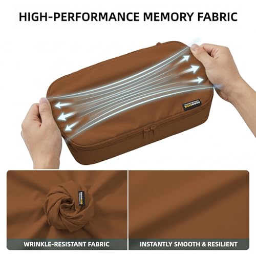 SOARSAIL Light Brown 4-Piece Compression Packing Cubes for 3-7 Day Travel