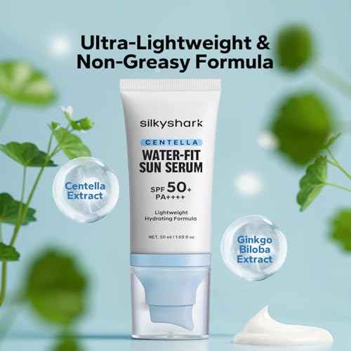Centella Sunscreen SPF 50+ PA++++, Centella Asiatica Serum Sunscreen, Oil-Free, Non-Greasy, Long-Lasting UVA/UVB Protection, for Sensitive & Acne-Prone Skin, 1.69 Fl Oz