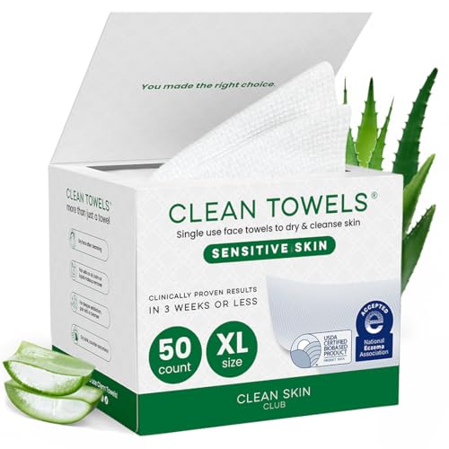 Sensitive Skin Facial Wipes XL, 50 Count Ultra-Soft Disposable Towels