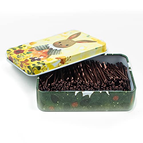 Mini Bobby Pins 200ct Brown with Storage Case