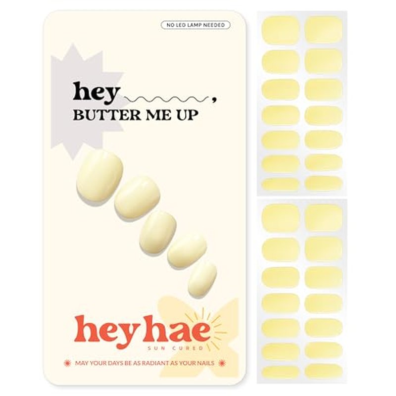 Heyhae Semi Cured Gel Nail Strips - Yellow, No LED Needed