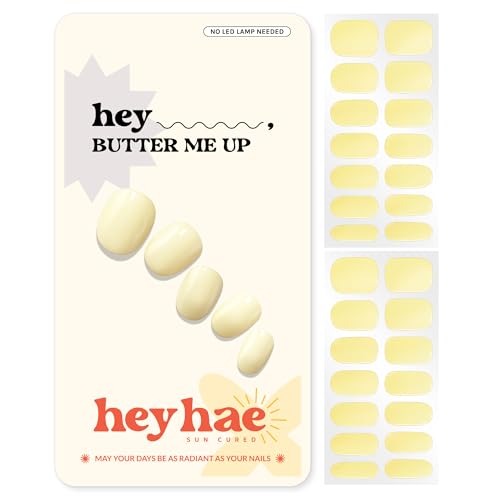 Heyhae Semi Cured Gel Nail Strips - Yellow, No LED Needed