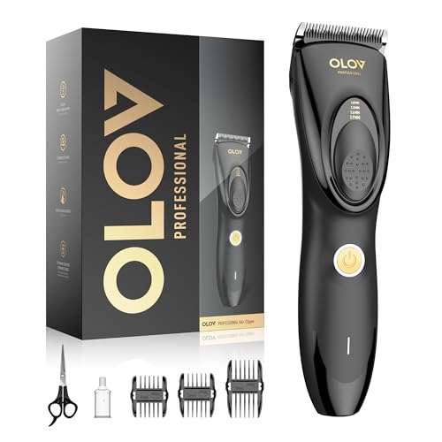 OLOV Professional Black Cordless Hair Clippers for Men, Adjustable 4-Position, 2-Speed, Ceramic Blades
