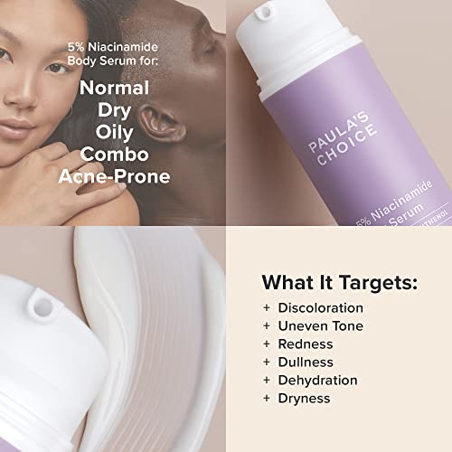 Paula's Choice 5% Niacinamide Body Treatment with Vitamin B3 & B5, Lotion for Discoloration, Redness, Wrinkles & Uneven Tone on Chest, Arms & Legs, Fragrance-free, 4 Fl Oz.