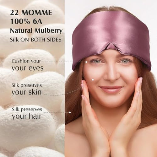 100% Mulberry Silk Sleep Mask - Total Blackout Eye Mask