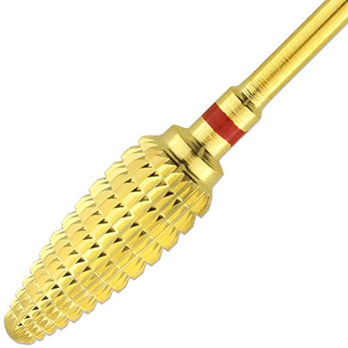 Pana 3/32" Safety Bit Nail Carbide Bit - for Electric Dremel Drill Machine (Fine, Large Cone - Gold)